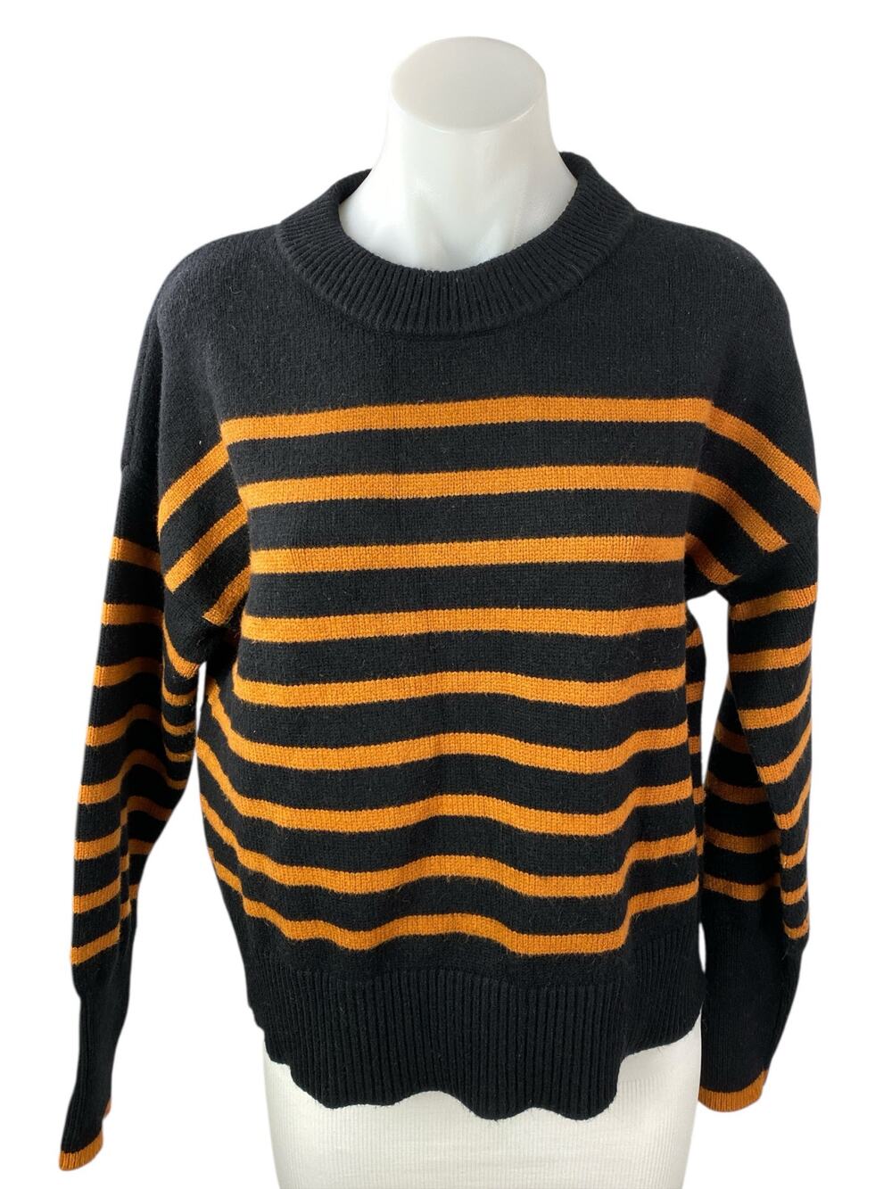 Philosophy Women's Black Striped Crew Neck Long Sleeve Sweatshirt Sweater Top S